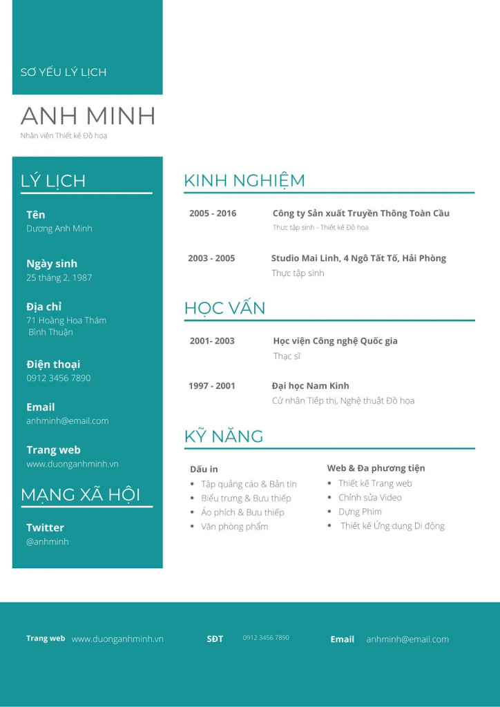 Mẫu CV Nhân Viên Thiết Kế Đồ Họa