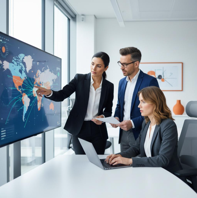 Đội ngũ chuyên gia giao nhận vận tải làm việc cùng nhau, đảm bảo quy trình logistics thông suốt và hiệu quả.